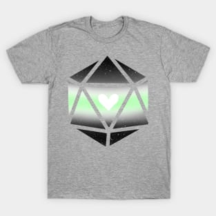 Agender Angel Pride Heart D20 Dice T-Shirt